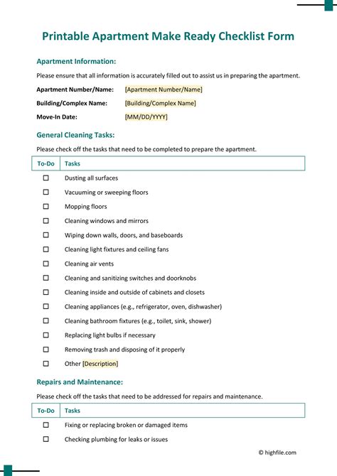 apartment make ready checklist Reader