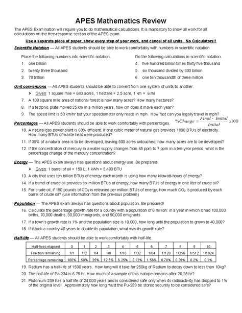 apes mathematics review answers Epub