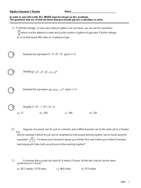 apex algebra 1 semester b answer key Doc