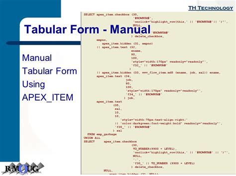 apex manual tabular form Reader