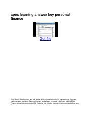 apexvs learning answer key for financial literacy Reader