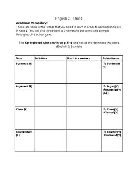 appendix d 2 springboard ms ela sampler grade 10 unit 1 Kindle Editon