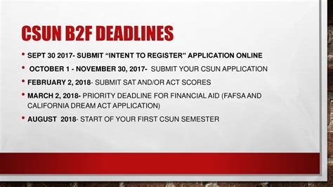 application deadline for csun