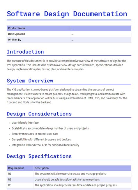 application design document template Kindle Editon
