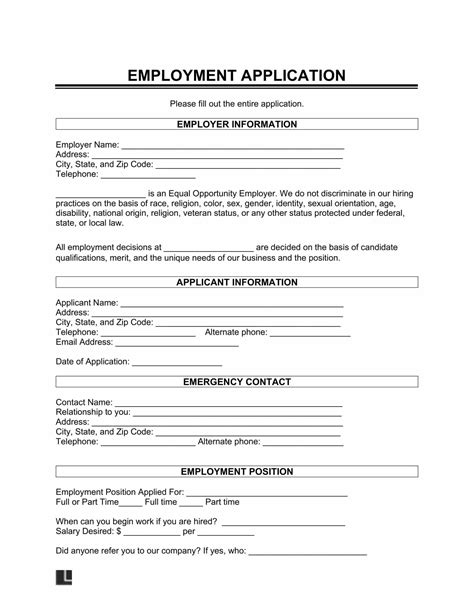 application for employment document Kindle Editon