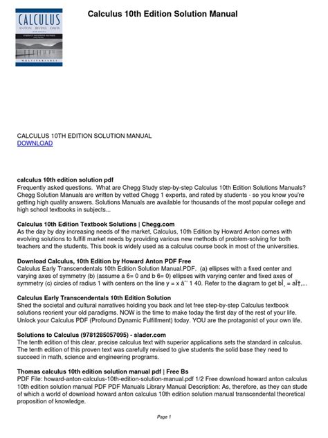 applied calculus 10th edition solution manual pdf Epub