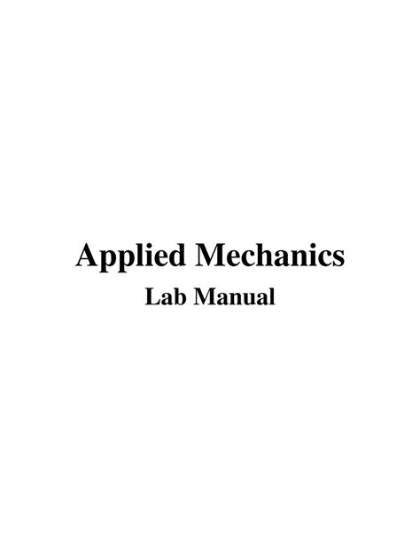 applied mechanics lab manual for engineering pdf Epub