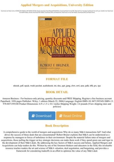 applied mergers and acquisitions pdf Ebook Reader