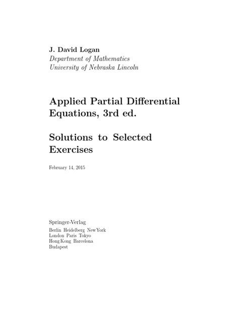 applied partial differential equations logan solutions manual PDF