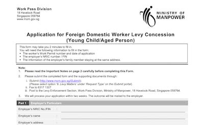 apply for levy waiver for a foreign domestic worker