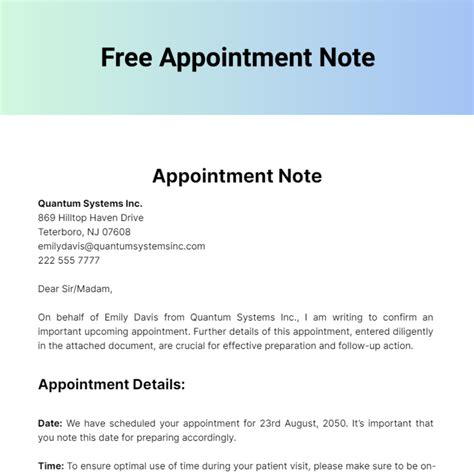 Appointment Notes Template