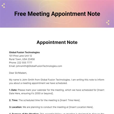 Appointment Notice Template