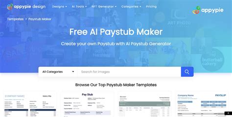 appy pie design's ai paystub generator