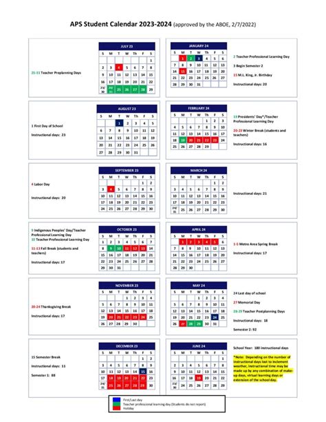 aps school calendar