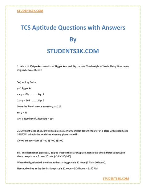 aptitude questions and answers with explanation for tcs Epub