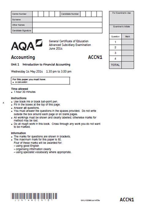 aqa accounting unit 1 june 2014 answers Doc