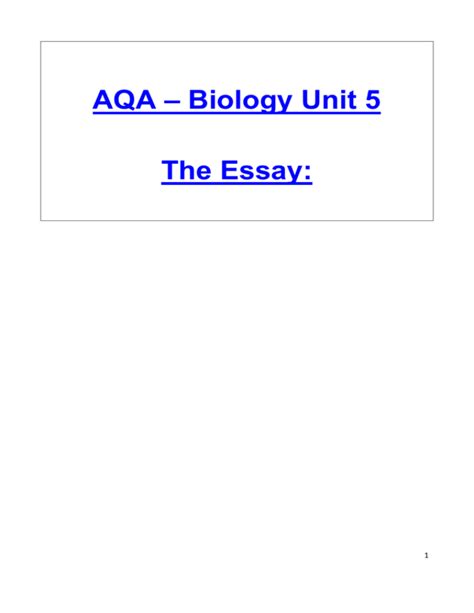 aqa biology unit 5 june 2014 unofficial mark scheme pdf Doc