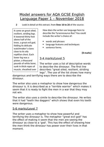 aqa english language model answers Reader