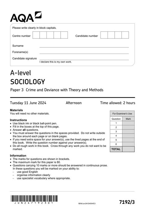 aqa exam papers sociology Doc