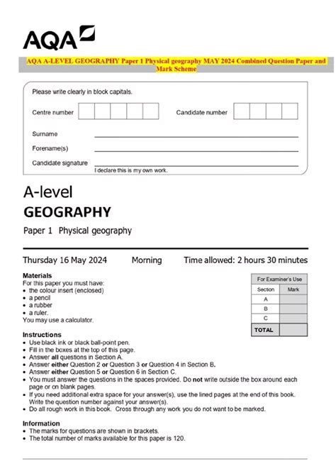 aqa geography 2013 mark scheme Kindle Editon