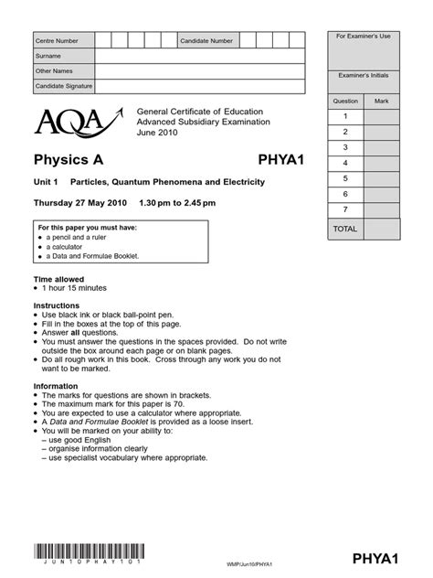 aqa phya1 june 2013 mark scheme Reader