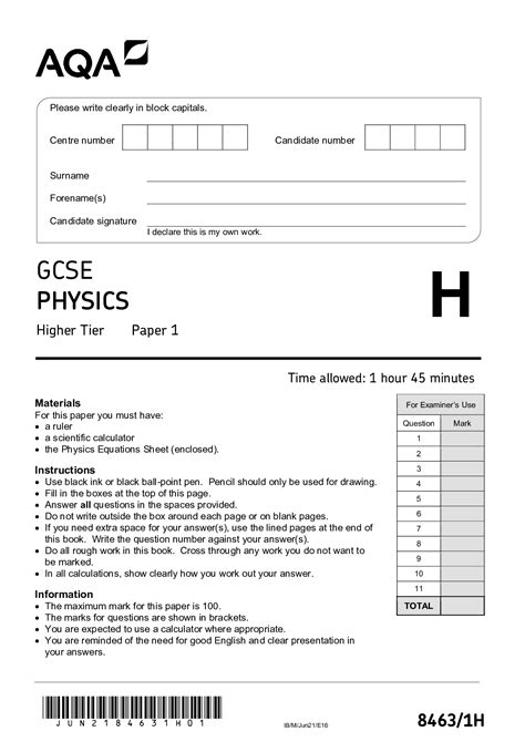 aqa physics a past papers PDF