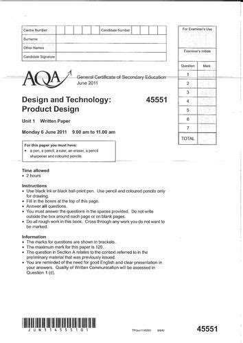 aqa product design 45551 question paper Doc