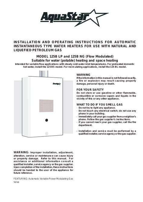 aquastar 125b user guide Reader