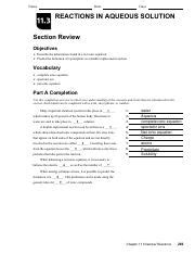 aqueous solution section review answers Reader