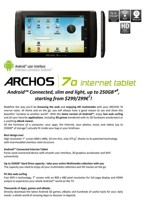 archos 70 user guide Reader