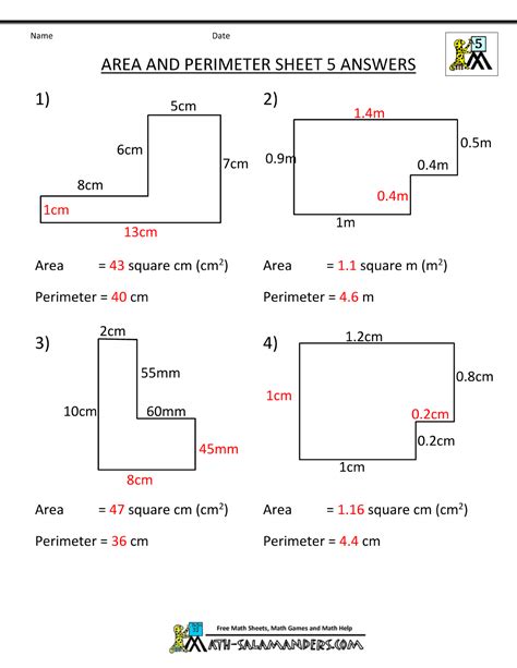 area and perimeter worksheet answers Kindle Editon