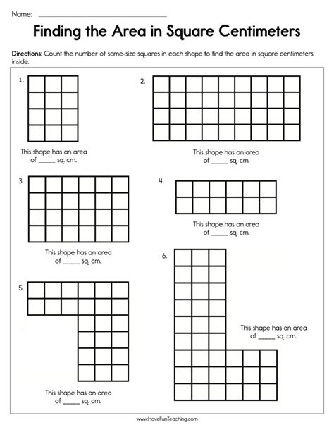 area in square centimeters