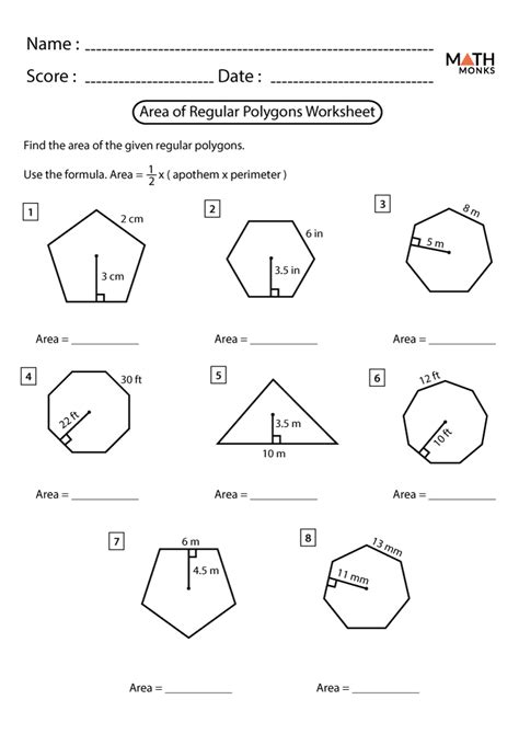 area of regular polygons worksheet answers Doc