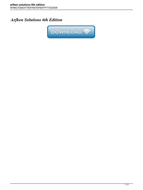 arfken 6 edition solution Kindle Editon