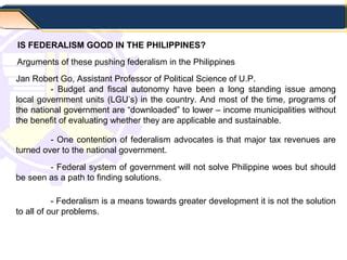 arguments about federalism in the philippines