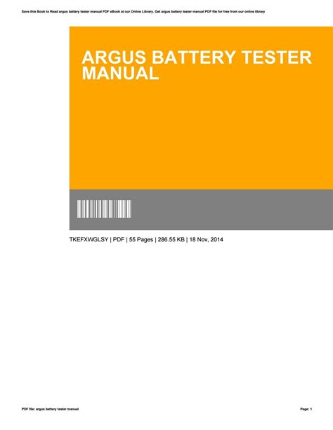 argus battery tester manual Reader