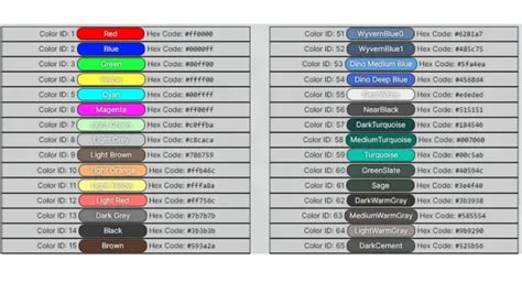 ark asa color chart