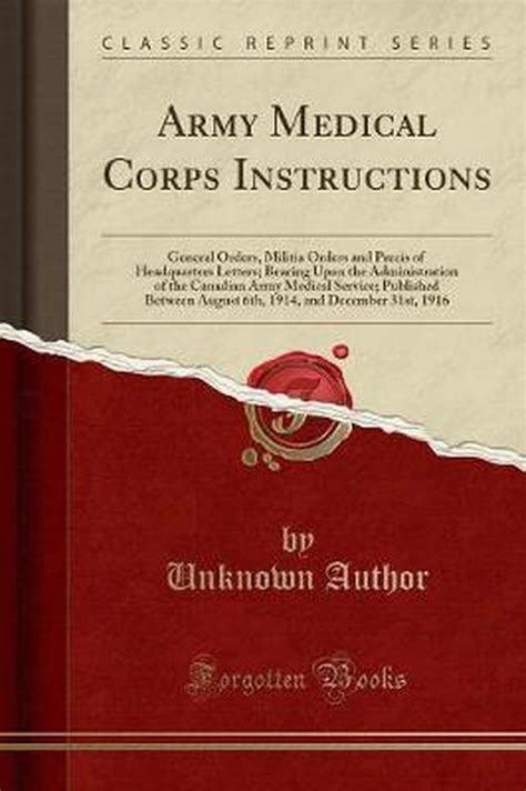 army medical corps instructions administration Reader