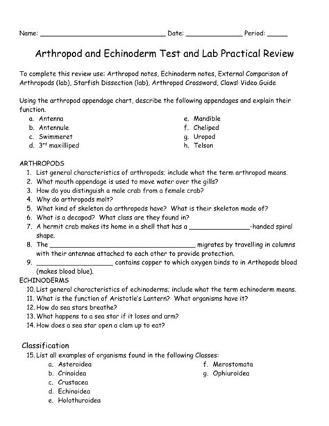 arthropod test review answers Doc