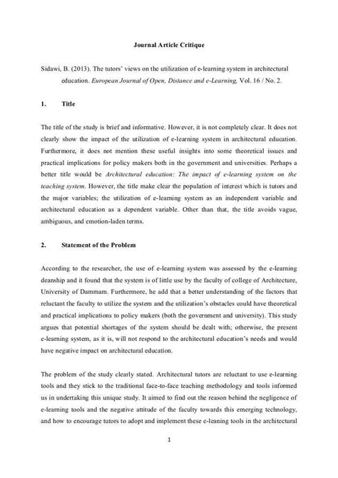 article critique paper example Doc