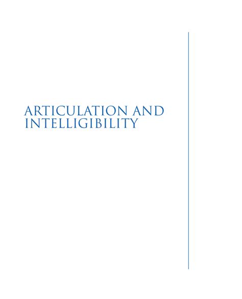 articulation and intelligibility articulation and intelligibility Reader