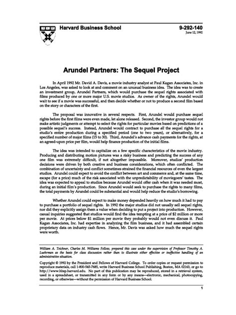 arundel partners the sequel project case solution pdf Kindle Editon