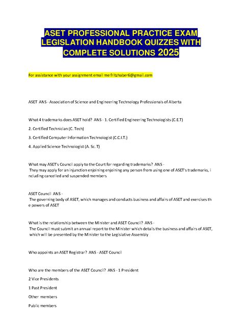 aset professional practice exam questions Reader