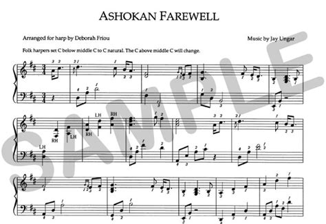 ashokan farewell for harp sheet music Reader