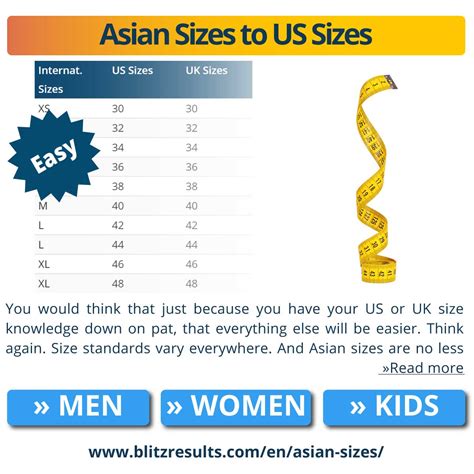 asia sizing to us