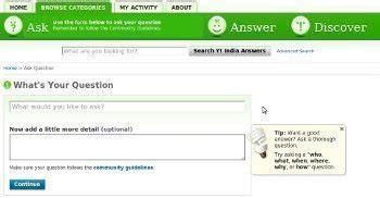 asking a question on yahoo answers Reader