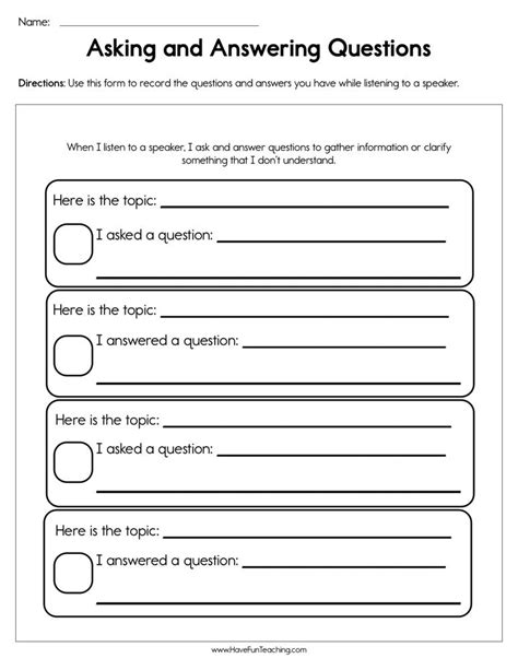 asking and answering questions worksheets PDF
