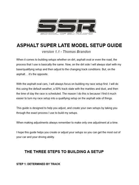 asphalt late model setup guide Epub