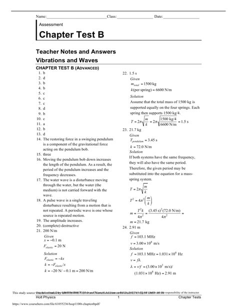 assessment chapter test waves answers Reader
