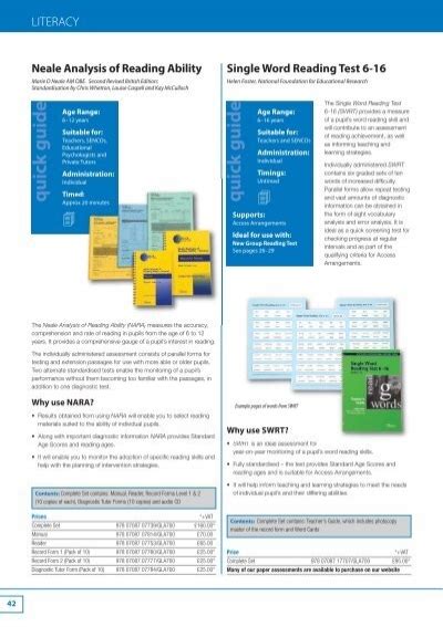 assessment manual for neale test Reader